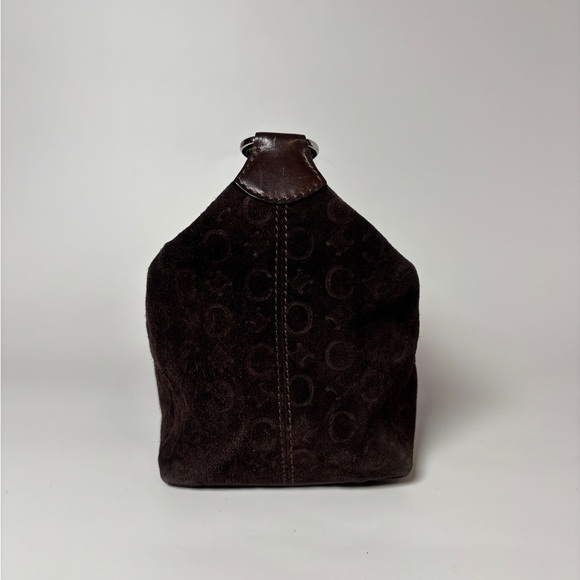 Céline Vintage Brown Suede Monogram Macadam Shoulder Bag - Picture 4 of 11